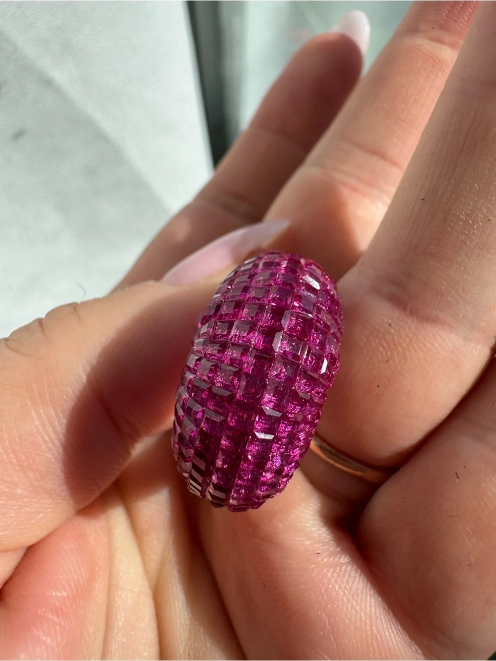 Stunning lab created domed ruby ring set in Sterling silver - Picture 15 of 15